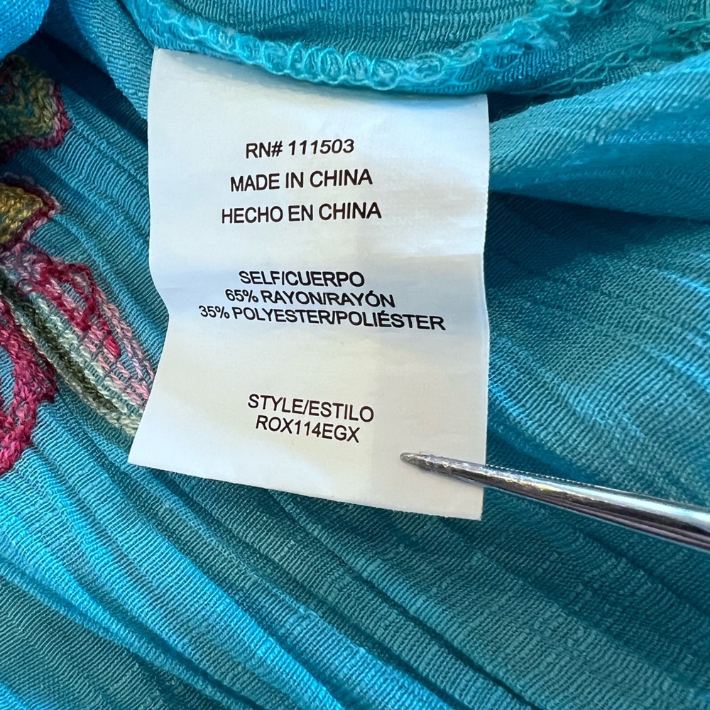 Figueroa & Flower Fig Blue Gauzey Embroidered Button up Top Sz 2x - Picture 10 of 11